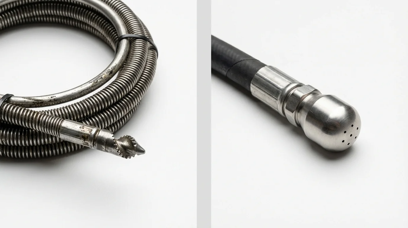 Drain snake cable and hydro jetting nozzle used for drain cleaning in Bethany, IL