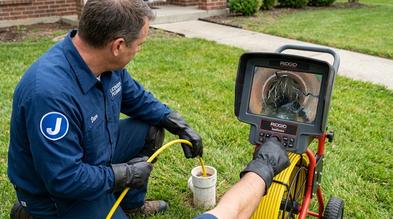 Sewer camera inspection being performed by Johns Plumbing LLC in Bethany